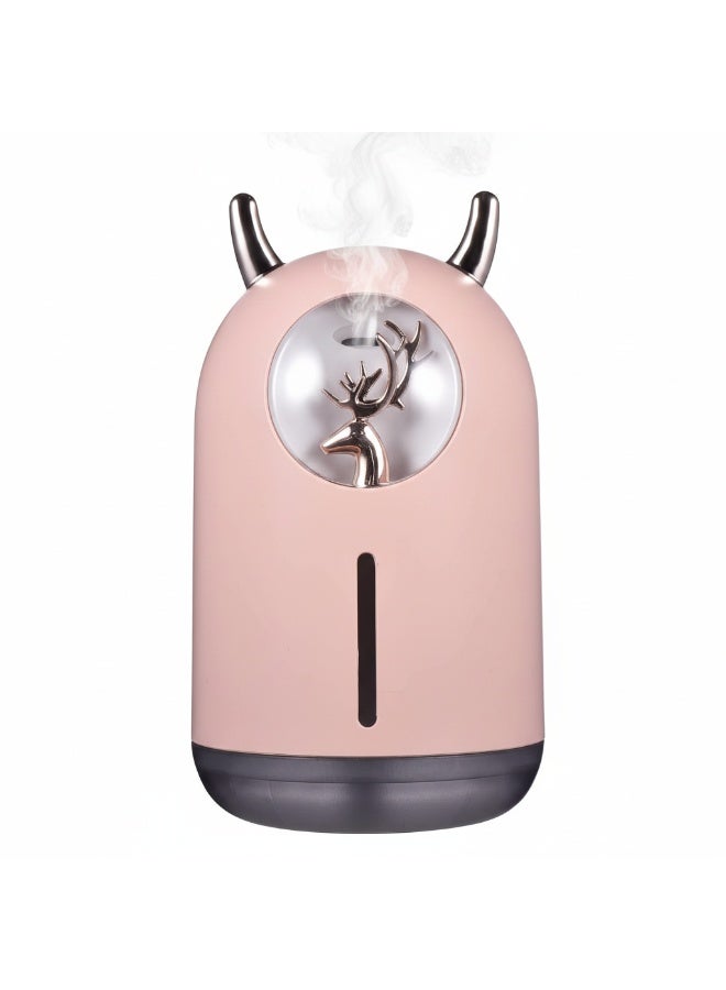 Cute Reindeer Humidifier 600ml – Portable USB Air Humidifier with Night Light for Baby Room, Kids, Bedroom, Office & Travel-Friendly - Image 1